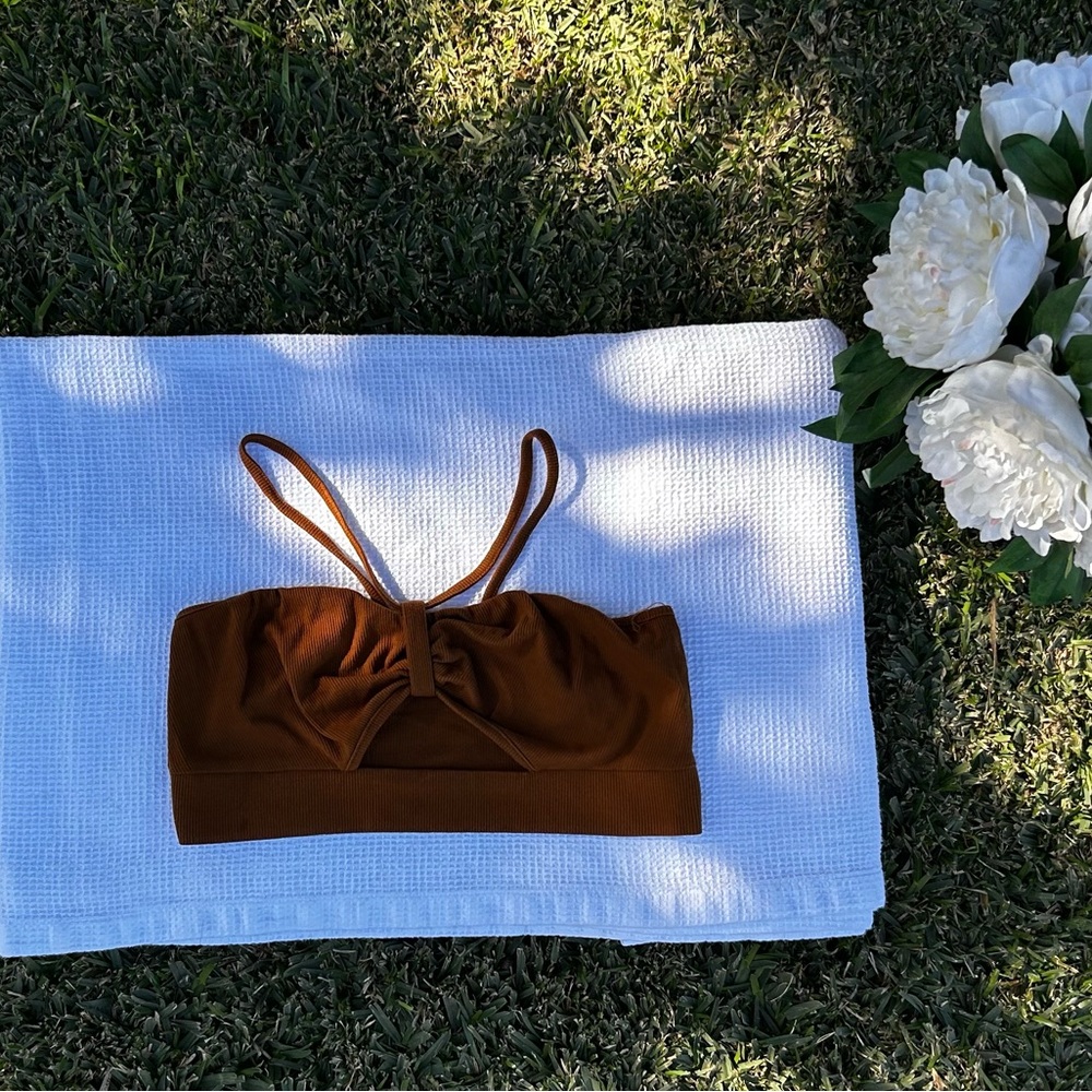 Cider Brown Ribbed Crop Top